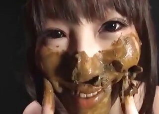 She is eating that warm poo like it is very tasty